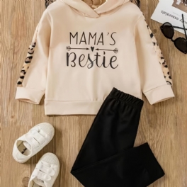 Flickor Mode Casual Letter Print Hoodie & Leggings Set