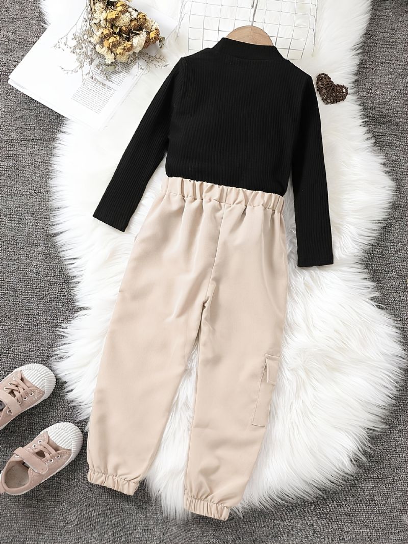 Flickor Modeista Stickad Turtleneck & Cargo Pants Set