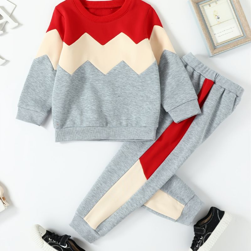 Flickor Patchwork Fleece Långärmad Sweatshirt Set