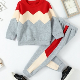 Flickor Patchwork Fleece Långärmad Sweatshirt Set