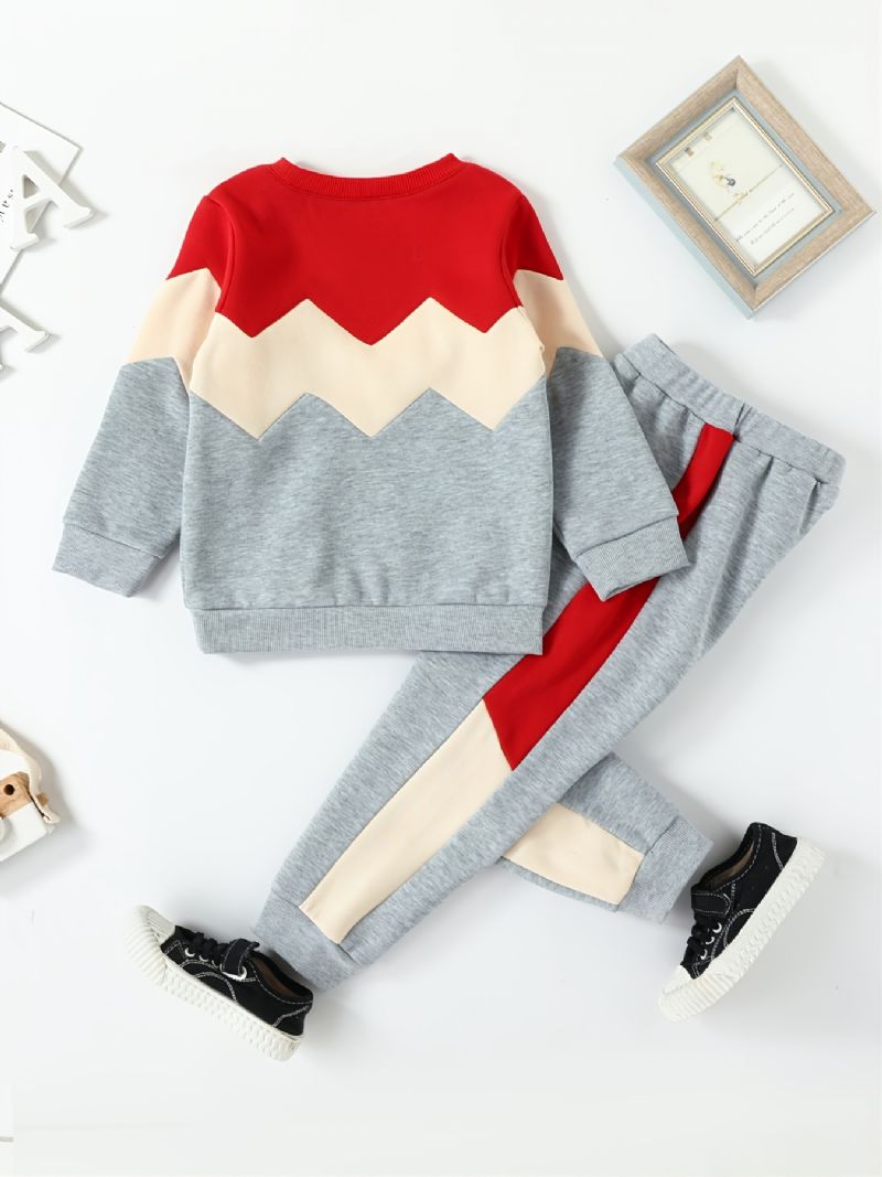 Flickor Patchwork Fleece Långärmad Sweatshirt Set