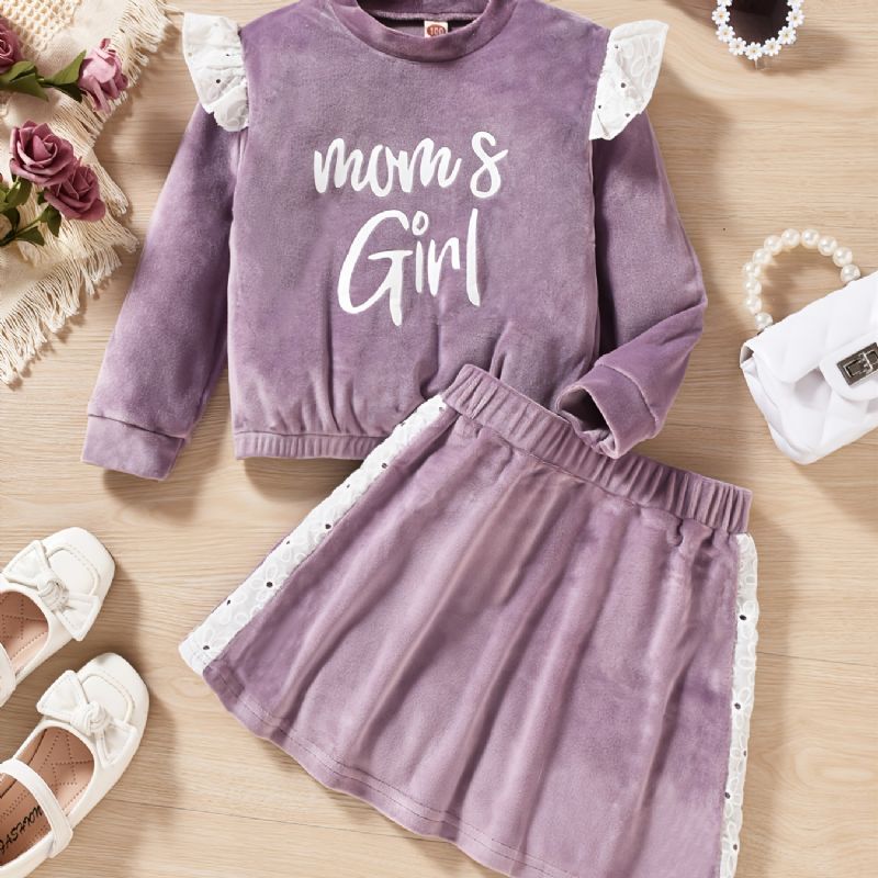 Flickor Pullover Sweatshirt & Matchande Kjol Set För Vintern Nytt