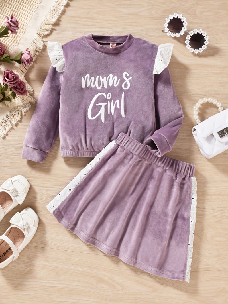 Flickor Pullover Sweatshirt & Matchande Kjol Set För Vintern Nytt