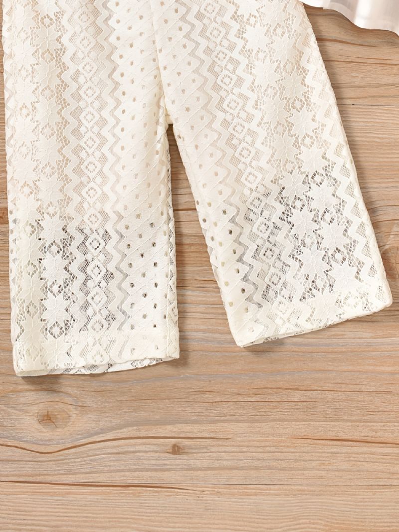 Flickor White Lace Camisole + Wild Leg Pants Set Bebis Kläder Outfit