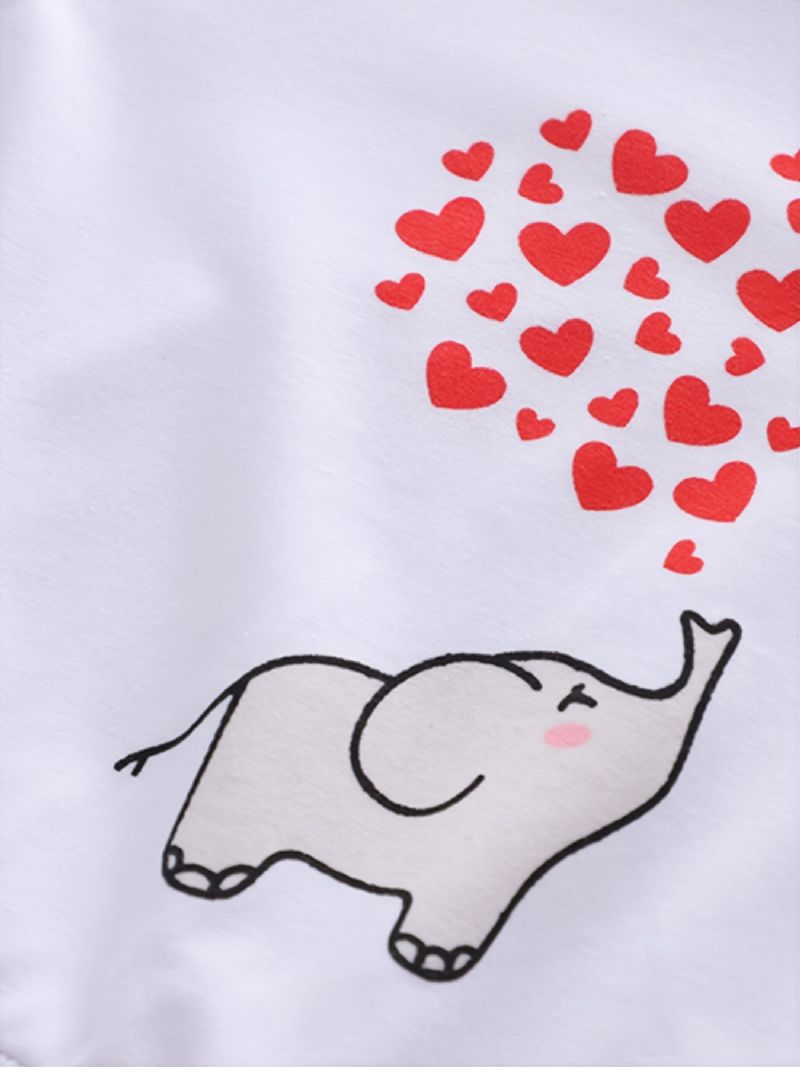 Höst & Vinter Flickor Elephant Heart Print Rund Hals Sweatshirt Byxor Set