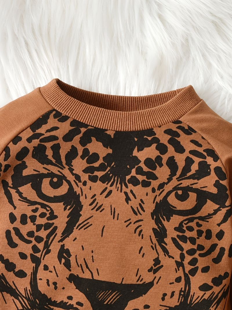 Höst Vinter Nya Pojkar Print Crew Neck Sweatshirt Byxor Set