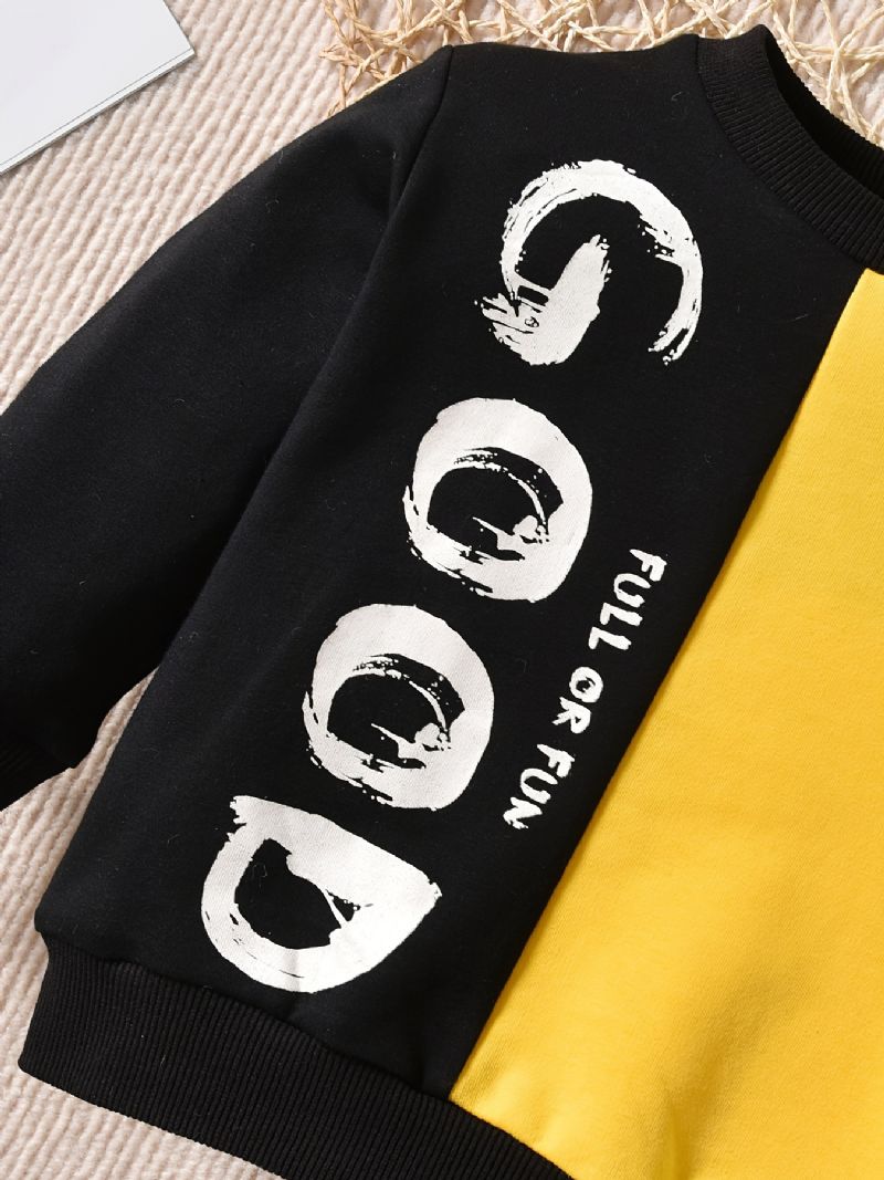 Höst & Vinter Pojkar Casual Colorblock Letter Print Rund Hals Sweatshirt Set