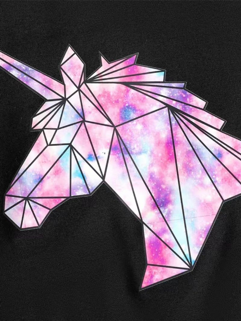 Höstvinter Flickor Casual Unicorn Sweatshirt Byxor 2st Set