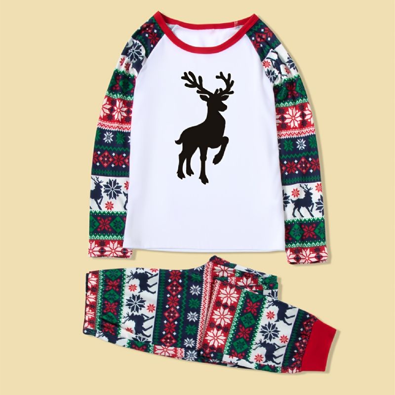 Jul Förälder-barn Casual Santa Älg Print Pyjamas Set