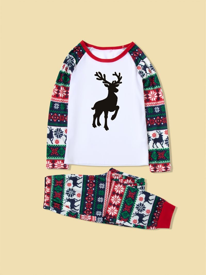 Jul Förälder-barn Casual Santa Älg Print Pyjamas Set