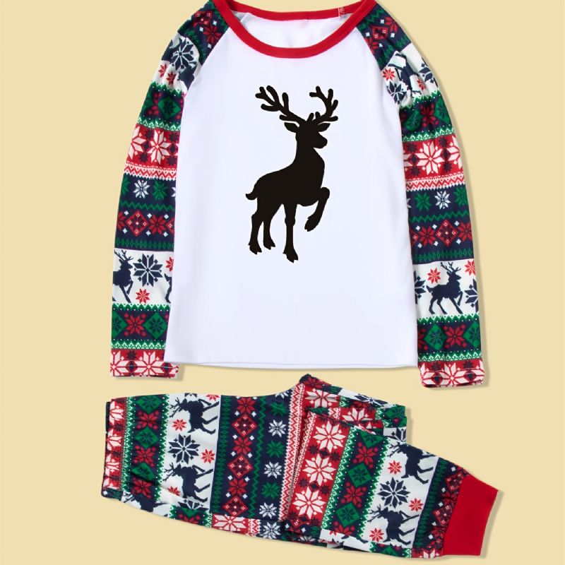 Jul Förälder-barn Casual Santa Älg Print Pyjamas Set