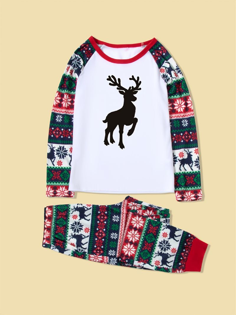 Jul Förälder-barn Casual Santa Älg Print Pyjamas Set