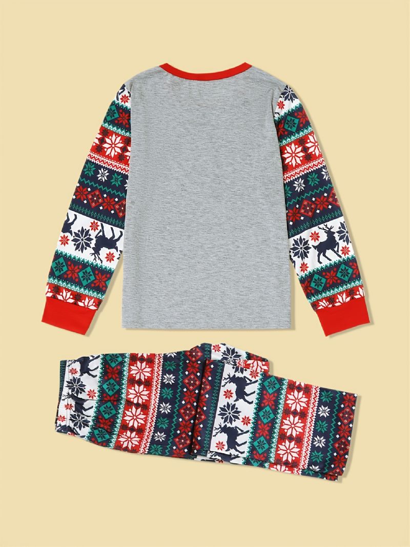 Jul Förälder-barn Jultomten Älg Snögubbe Print Pyjamas Set