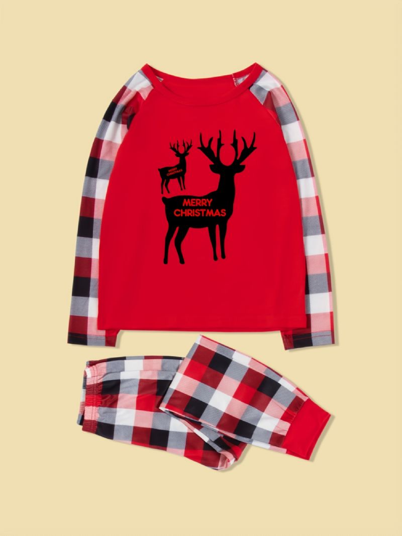 Jul Förälder-barn Santa Älg Alfabetet Print Pyjamas Set