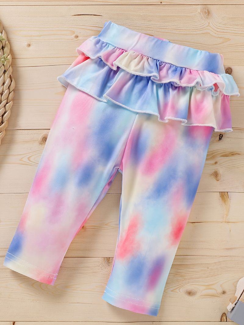 Newborn Bebis Flickor Tie Dye Print Romper + Byxor Outfit Kläder Set