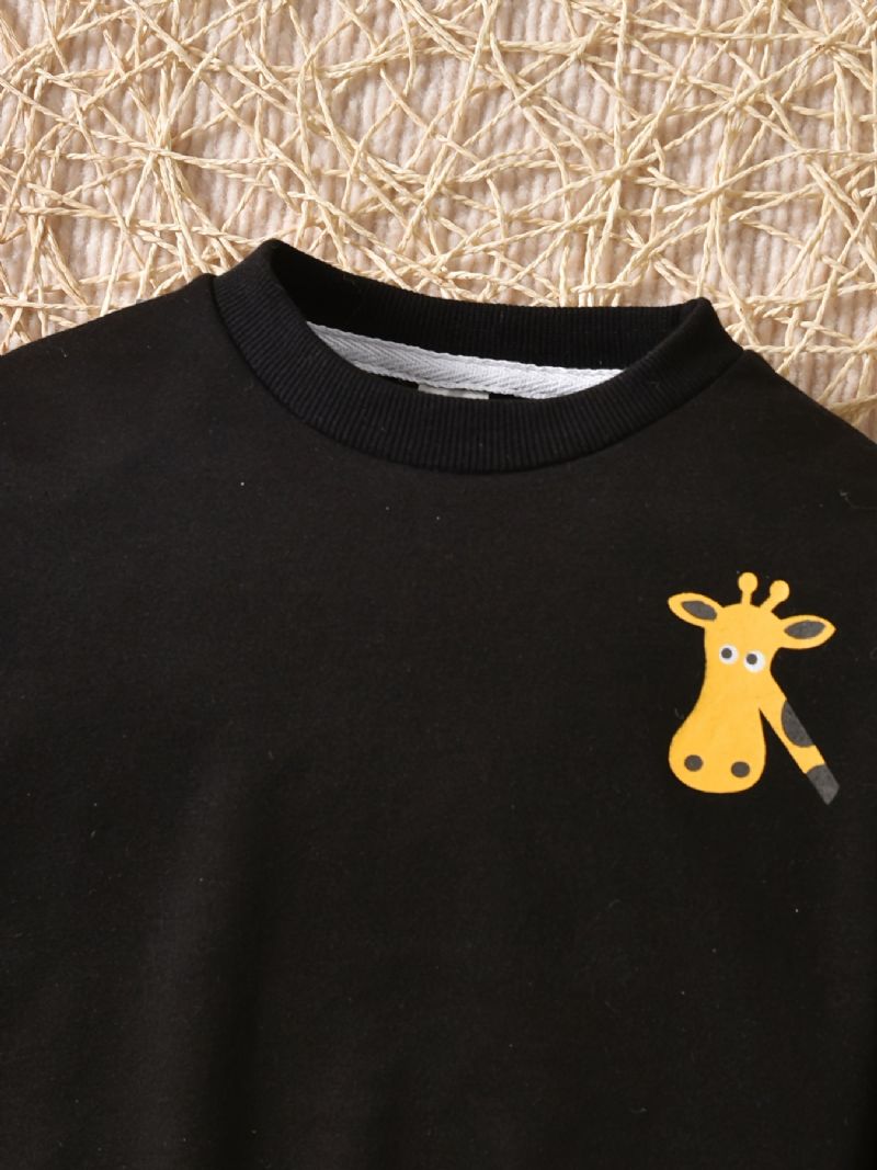 Nya Pojkar Giraff Tryckt Crew Neck Sweatshirt Byxor Set