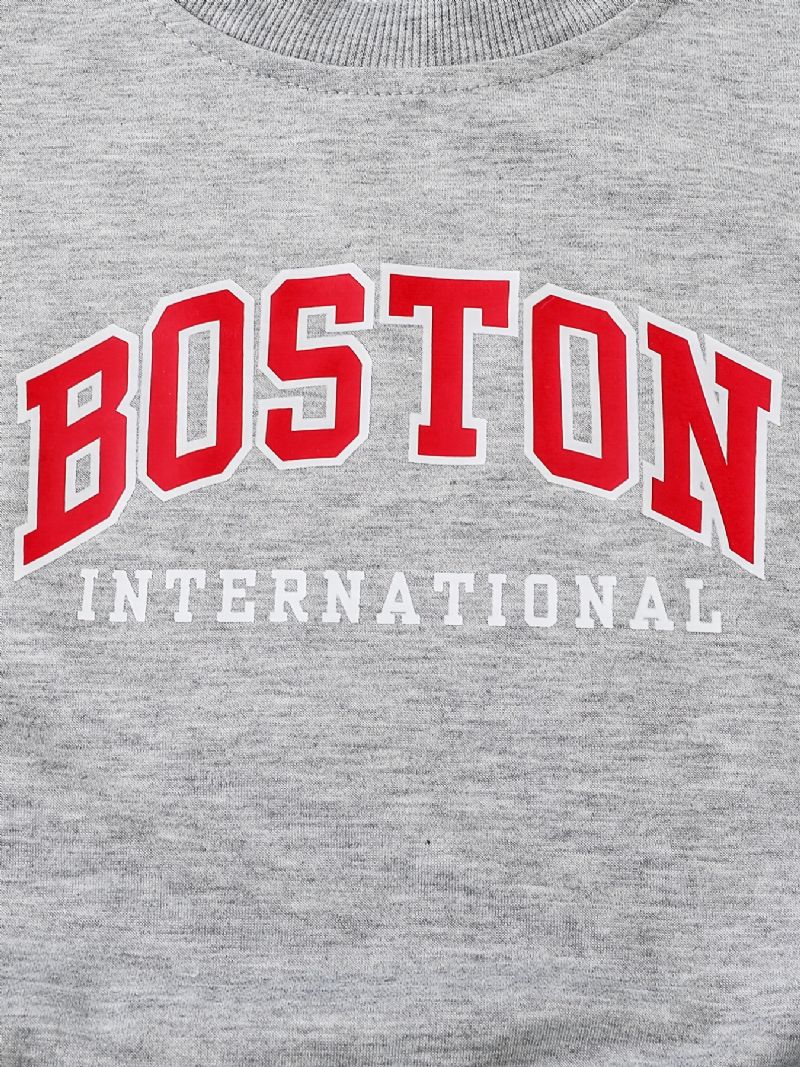 Pojkar Boston Print Långärmad Sweatshirt & Byx Set