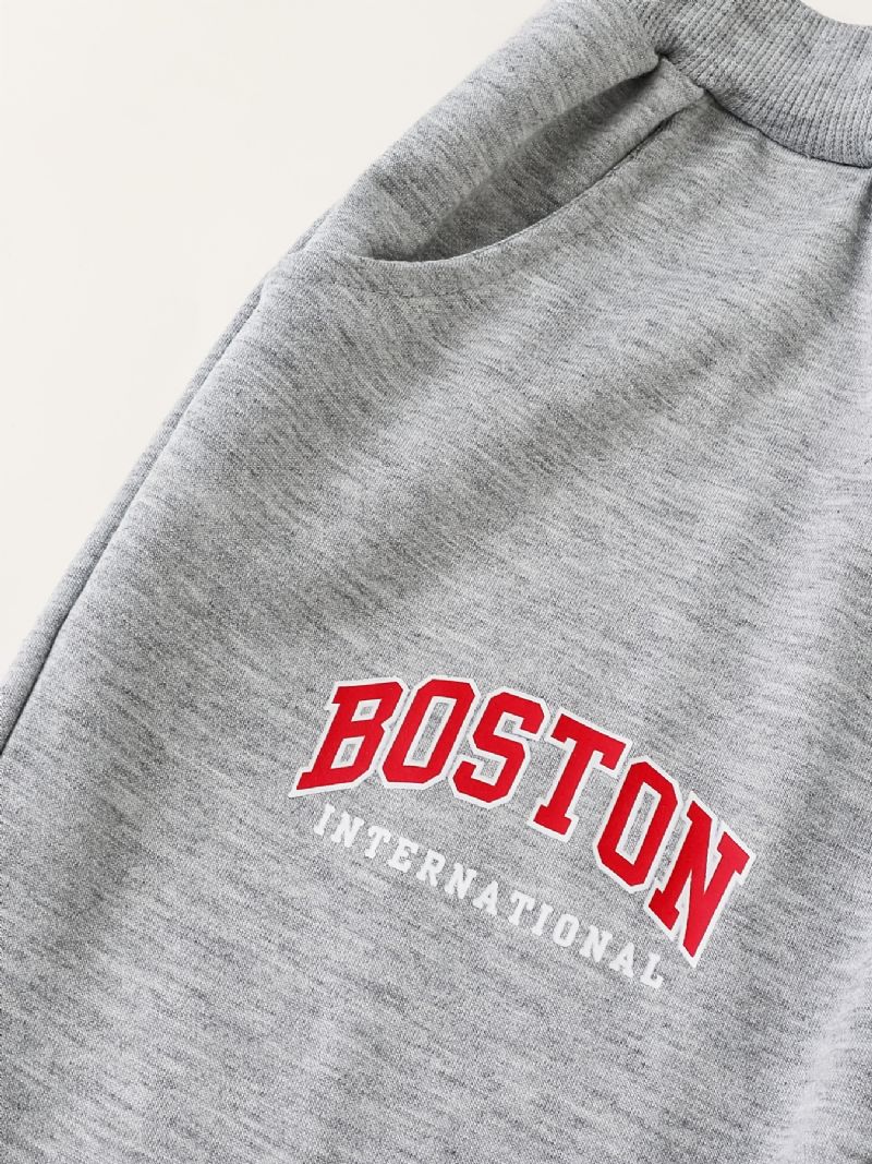 Pojkar Boston Print Långärmad Sweatshirt & Byx Set