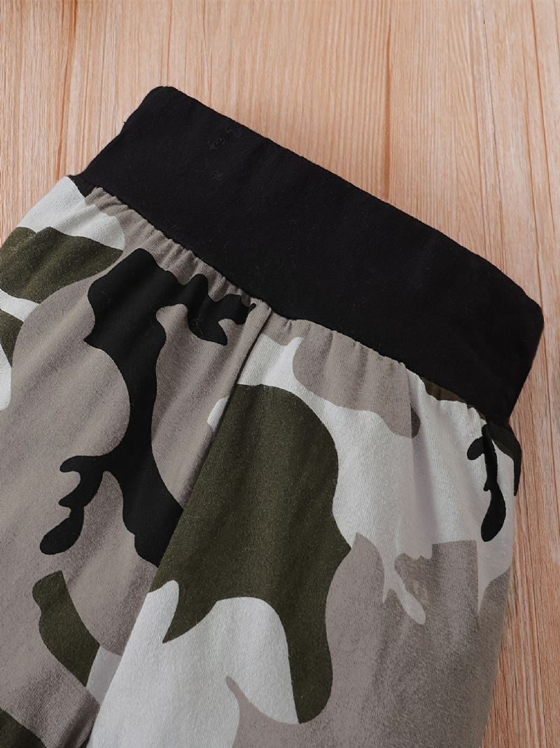 Pojkar Casual Camouflage Print Set Med Mama's Huvtröja Och Träningsbyxor För Vintern