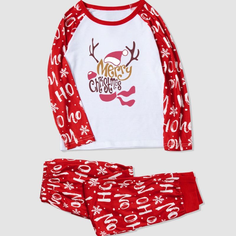 Pojkar Christmas 2 Letter Pattern Fawn Homewear Two-piece Set