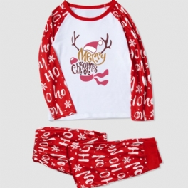 Pojkar Christmas 2 Letter Pattern Fawn Homewear Two-piece Set