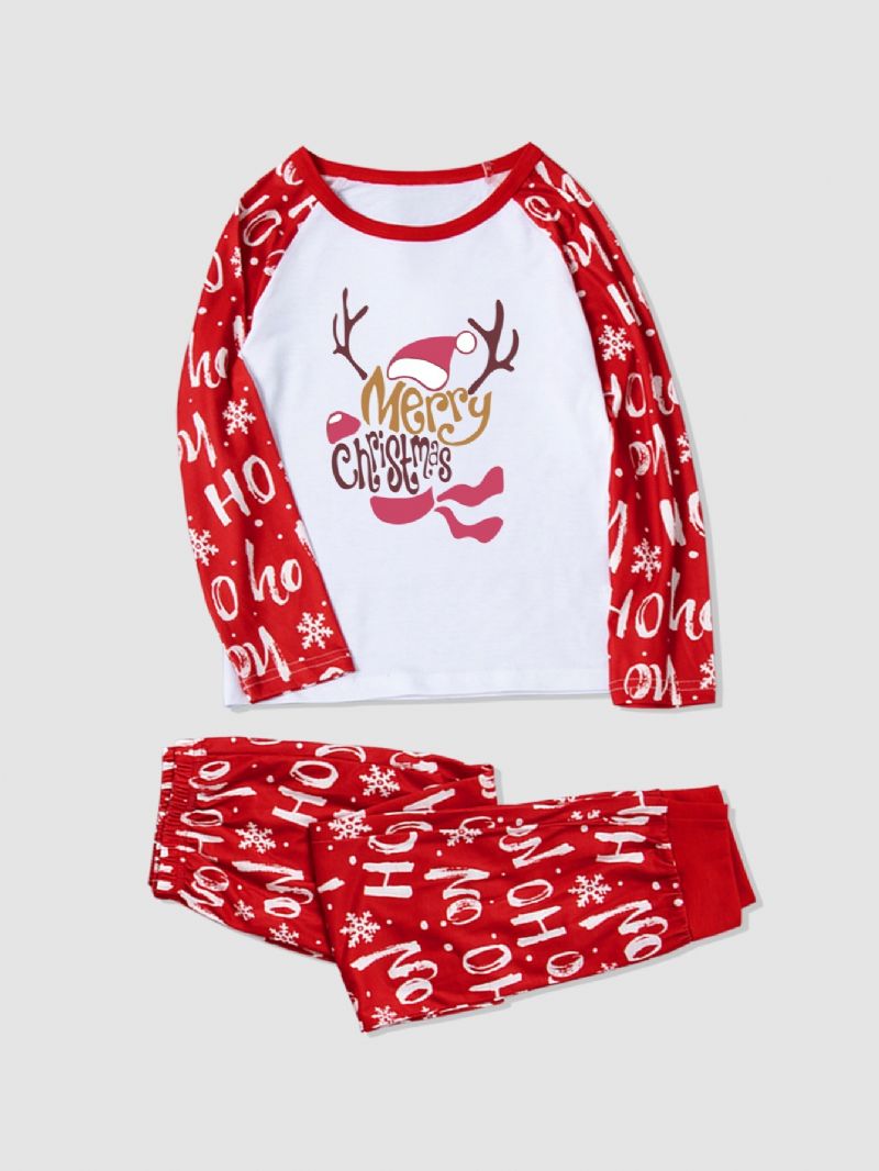 Pojkar Christmas 2 Letter Pattern Fawn Homewear Two-piece Set