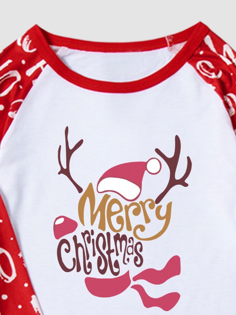 Pojkar Christmas 2 Letter Pattern Fawn Homewear Two-piece Set