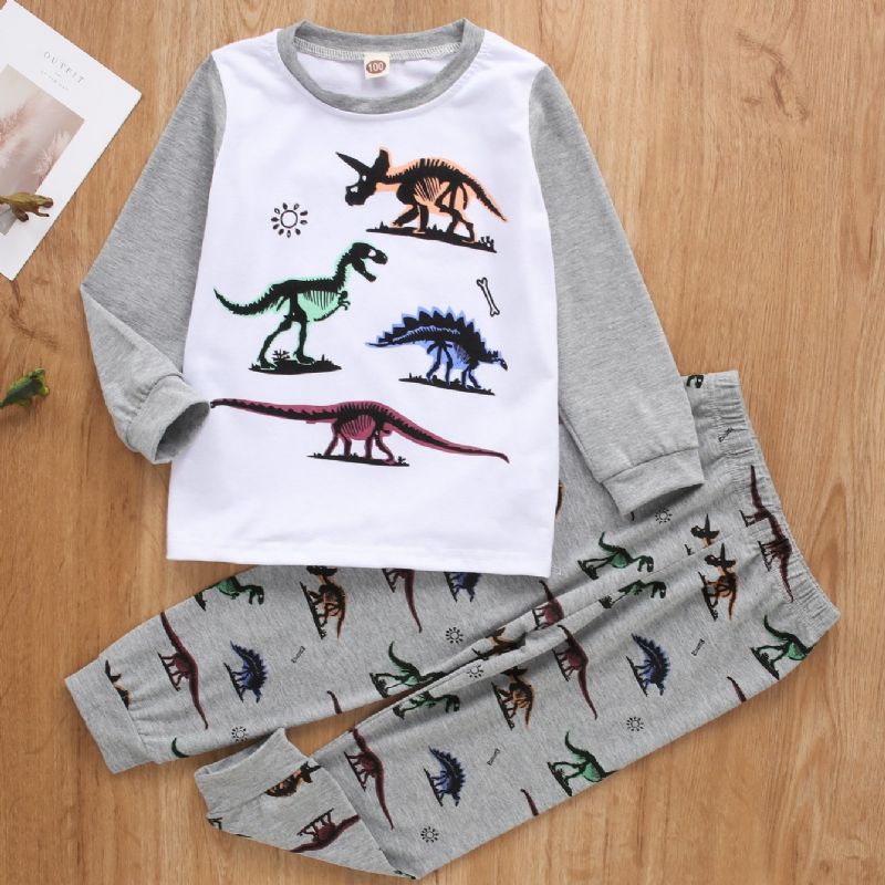 Pojkar Dinosaur Print Långärmad Sweatshirt & Byxor Set