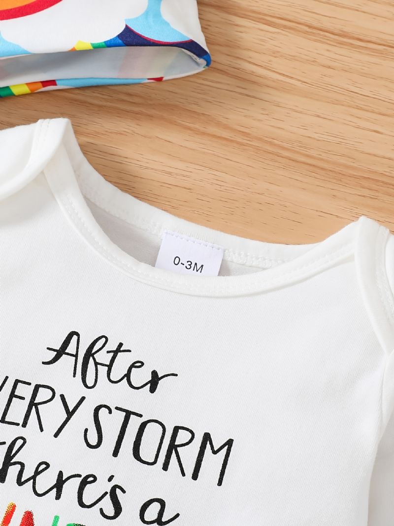 Pojkar Flickor Bodysuit & Byxor & Hatt Med Slogan Rainbow Graphic Bebiskläder Bebis Layette Sets