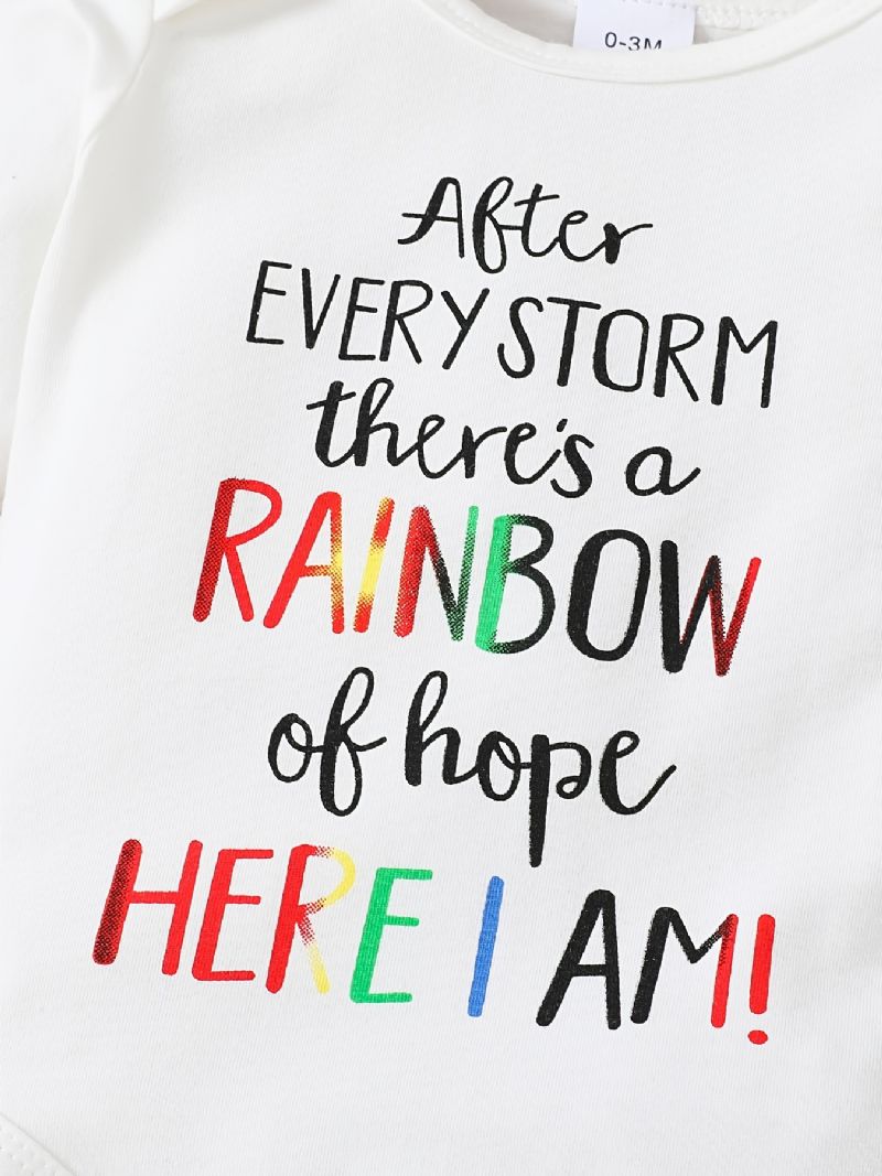 Pojkar Flickor Bodysuit & Byxor & Hatt Med Slogan Rainbow Graphic Bebiskläder Bebis Layette Sets