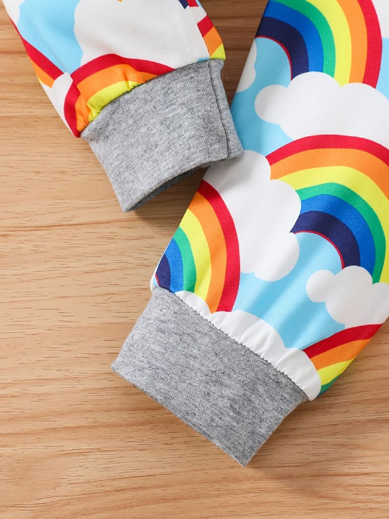 Pojkar Flickor Bodysuit & Byxor & Hatt Med Slogan Rainbow Graphic Bebiskläder Bebis Layette Sets