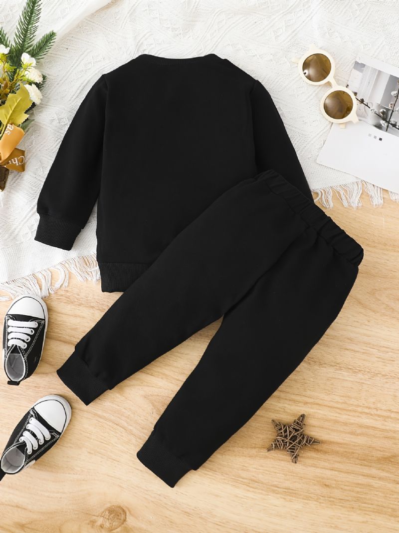 Pojkar Flickor Casual Active Set Med Babe Print Sweatshirt & Sweatpants För Vintern