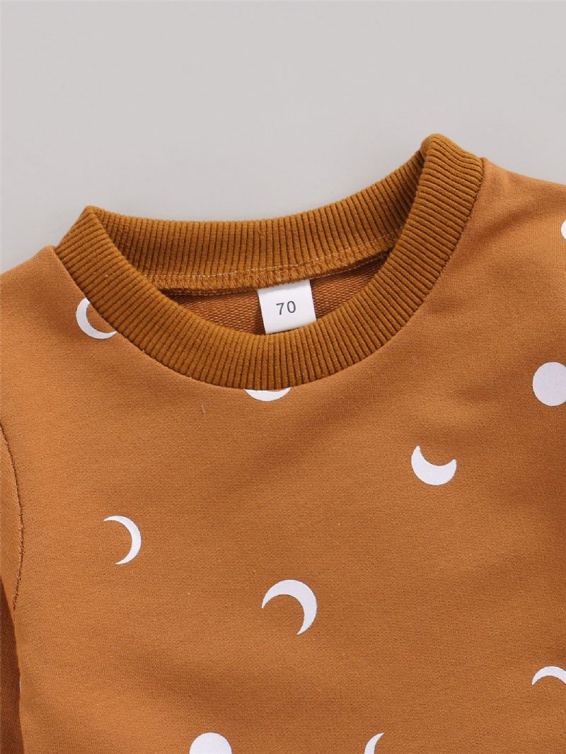 Pojkar Kläder Set Spädbarn Söt Sun & Moon Print Långärmad Pullover Tröjor Byxor Outfits Unisex