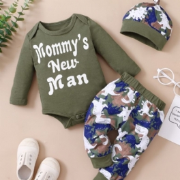 Pojkar Långärmad Romper + Byxa Set Bebiskläder Dinosaur Print