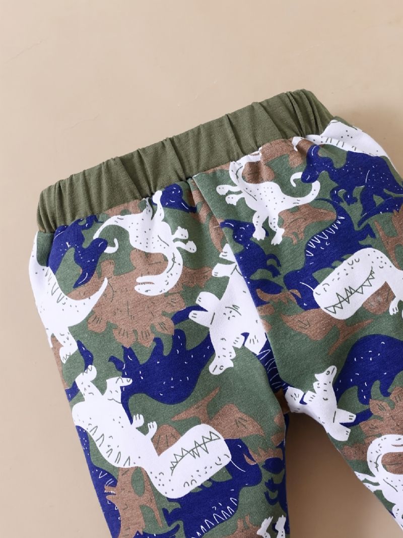 Pojkar Långärmad Romper + Byxa Set Bebiskläder Dinosaur Print