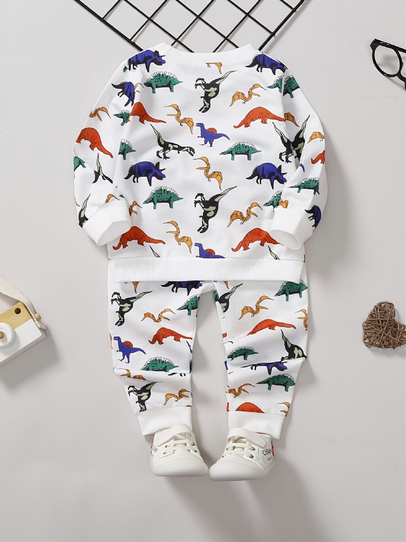 Pojkar Mode Casual Dinosaur Print Rund Hals Sweatshirt Byxor Set