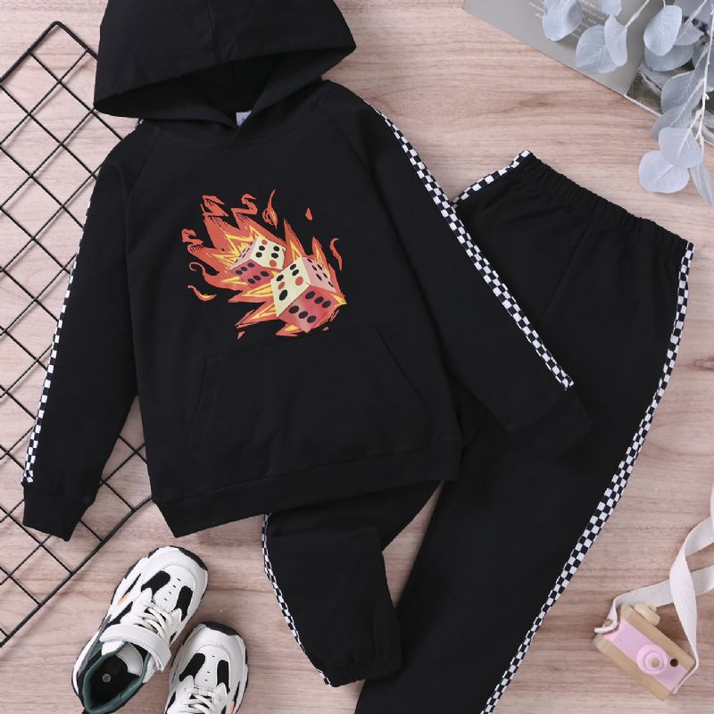 Pojkar Mode Hooded Printed Sweatshirt Set