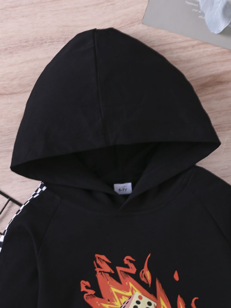 Pojkar Mode Hooded Printed Sweatshirt Set