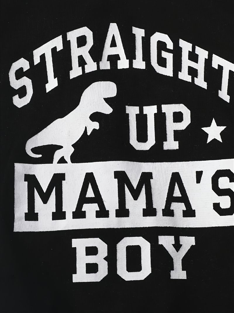 Pojkar Straight Up Mama's Sweatshirt Med Dinosaurietryck & Byxuppsättning Bebis Barn Kläder