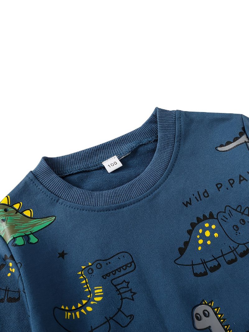 Pojkar Sweatshirt & Byxor Set Vinter Cartoon Dinosaur Print Långärmad & Byxa Set