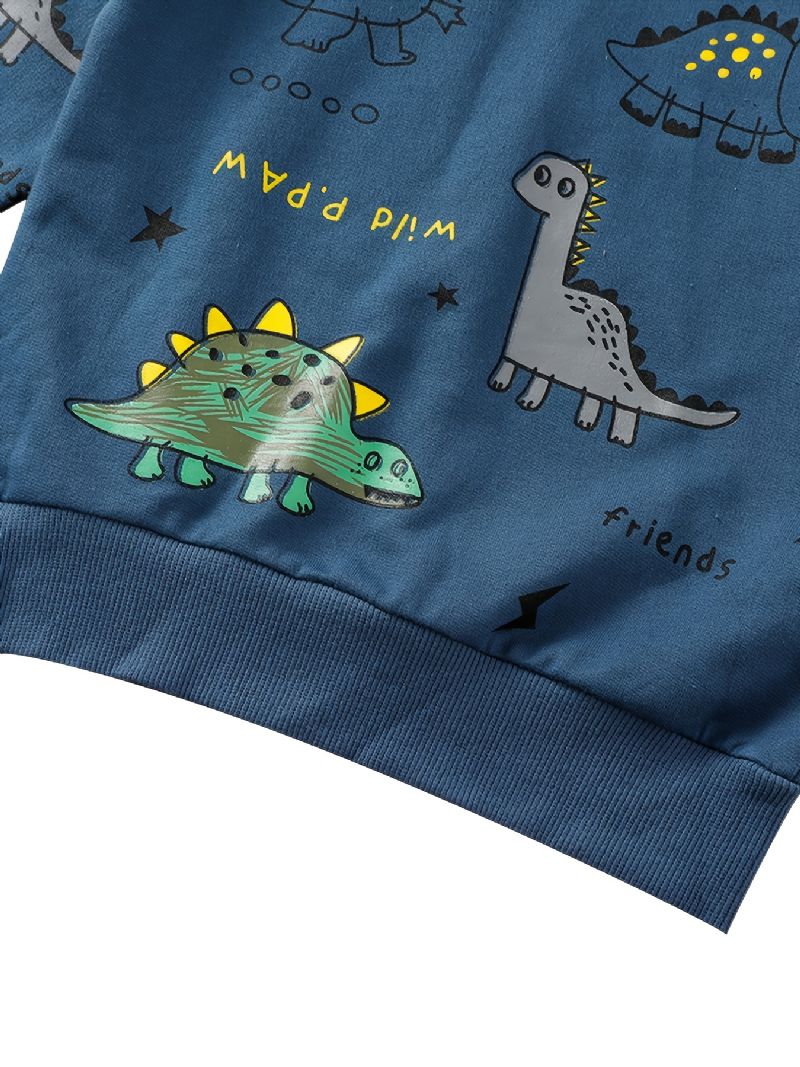 Pojkar Sweatshirt & Byxor Set Vinter Cartoon Dinosaur Print Långärmad & Byxa Set