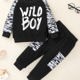 Pojkar Wild Print Long Sleeve Crew Neck Top & Sweatpants