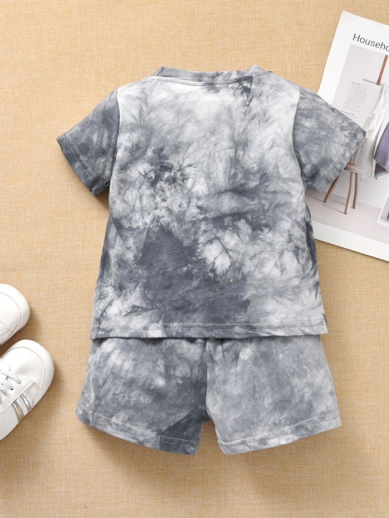 Småbarn Pojke Flicka Tie Dye Kortärmad Skjorta Top+ Shorts Kläder Set Sommar Outfits