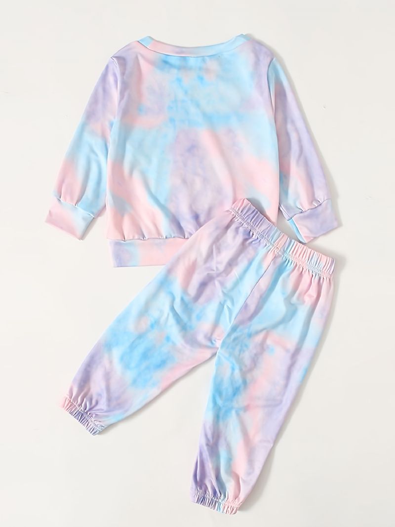 Tjejer Tie Dye Sweatshirt & Matchande Joggingbyxor Set För Höst Och Vinter Nytt