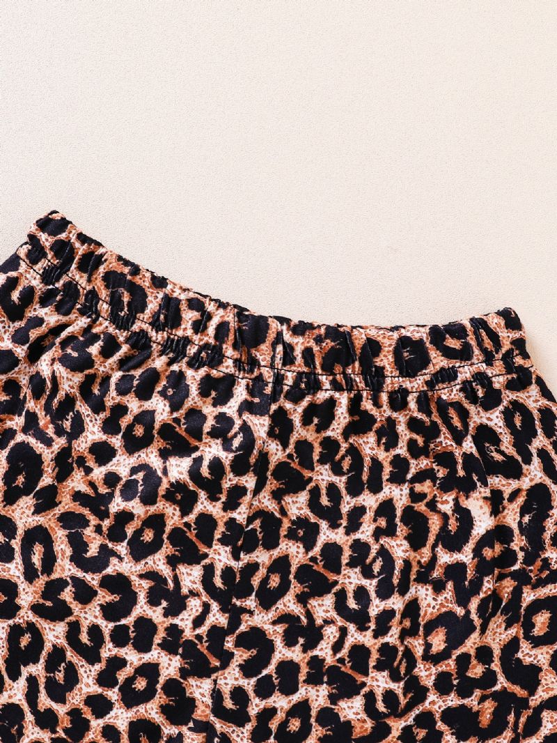 Toddler Flickor Tröja Höst Leopard Print Leggings Svart Kostym