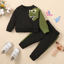 Toddler Pojkar Pullover Sweatshirt & Matchande Joggingbyxor Set Med Dinosaurietryck För Höst Och Vinter Nyhet