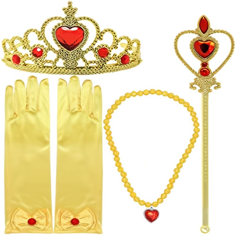 4st/set Princess Dress Up Accessoarer Flickor Crown Sceptre Halsband Handskar Set Barnpresenter