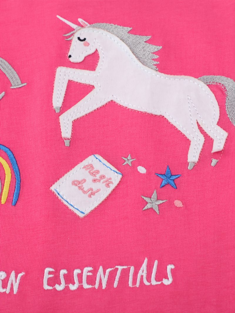 Bebis Flickor Långärmade T-shirts Rund Hals Söt Unicorn Print Toppar Barnkläder