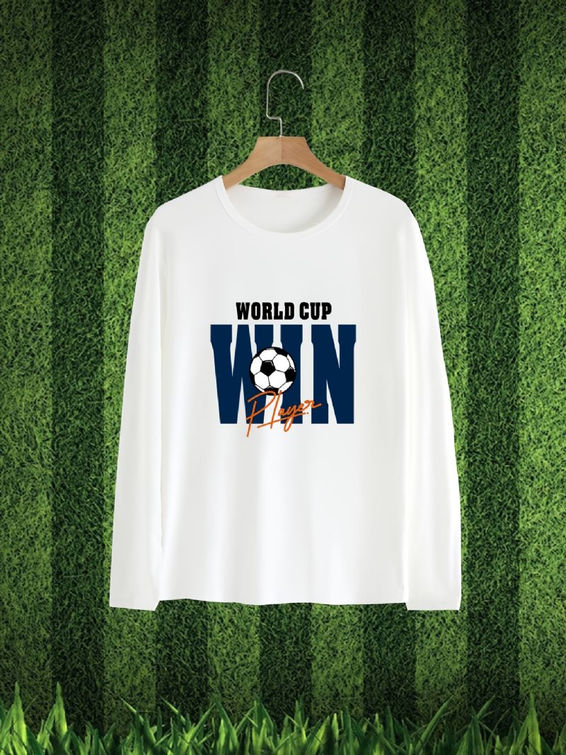 Bebis Pojkar Långärmad T-shirt Fotboll Letter Print Rundhalsad Topp Barnkläder