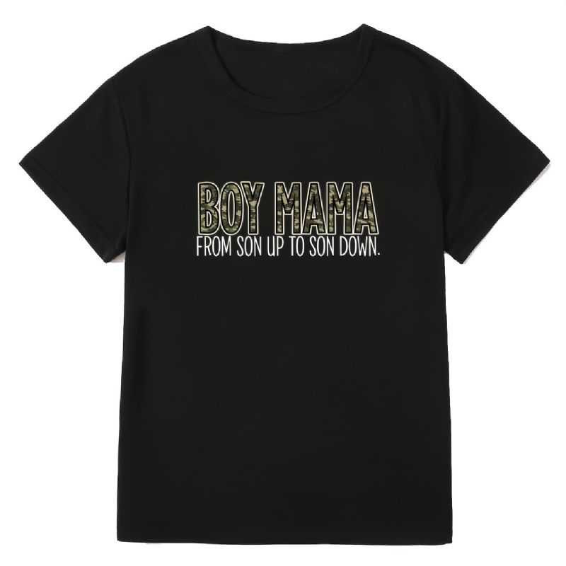 Casual Pojkar Mama T-shirt Med Rund Hals Lös Kortärmad Mode Sommar-t-shirts Toppar Damkläder